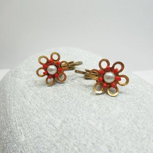 Vintage flower clip earrings